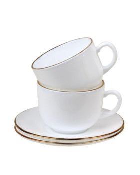 Tasside komplekt, 210 ml, 12 tk, ümarad, opaalvalged kuldse kaunistusega, kinghoff kh 1929