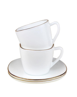 Tasside komplekt, 220 ml, 12 tk, ruudukujulised, opaalvalged kuldse kaunistusega, kinghoff kh 1930