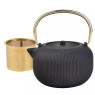 Malmist teekann sõelaga, emailitud sisemusega, 1-liitrine mahutavus, must kuldse käepidemega, kingho