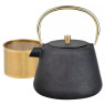 Malmist teekann sõelaga, seest emailitud, 1 l, must brokaadiga, kuldsete elementidega, kinghoff, kh 1932