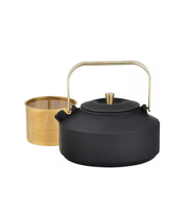 Malmist teekann sõelaga, 1l, must kuldsete elementidega, kinghoff, kh 1935