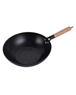 Wok-pann 30 cm, süsinikteras, marmorkattega mittenakkuv pind, puidust käepide, kinghoff, kh 1983