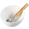 Keraamiline salatikauss, valge, terasest lusikate ja puidust käepidemetega komplektiga, klausberg, k