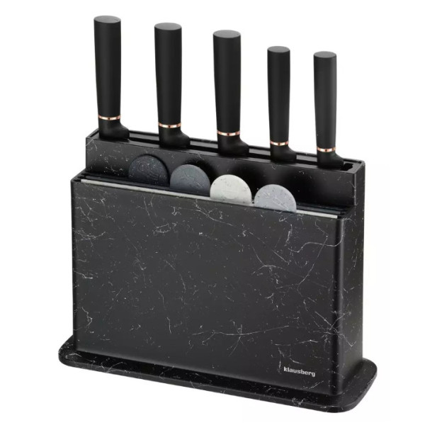 Nugade ja lõikelaua komplekt, marmorist must ja hall, klausberg