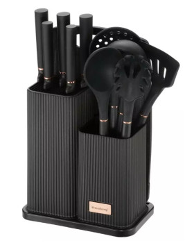 Köögiriistade komplekt, noad, tööriistad ja lõikelaud, must, klausberg.