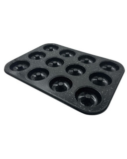 12-osaline muffinite küpsetusvorm, metallist, mittenakkuva kattega, must, 35x26,5cm, klausberg. kb 7