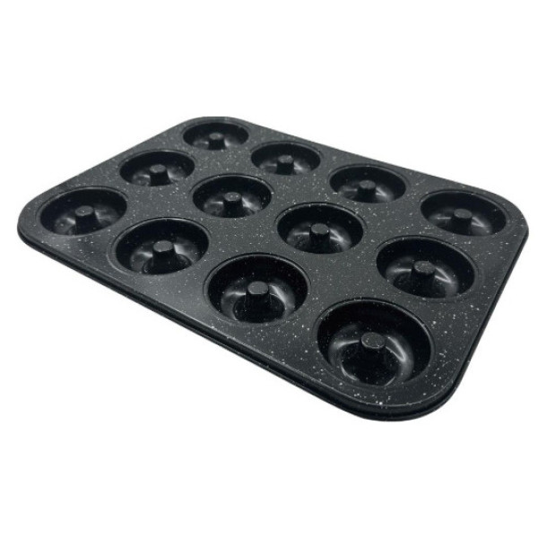12-osaline muffinite küpsetusvorm, metallist, mittenakkuva kattega, must, 35x26,5cm, klausberg. kb 7