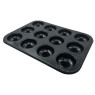 12-osaline muffinite küpsetusvorm, metallist, mittenakkuva kattega, must, 35x26,5cm, klausberg. kb 7