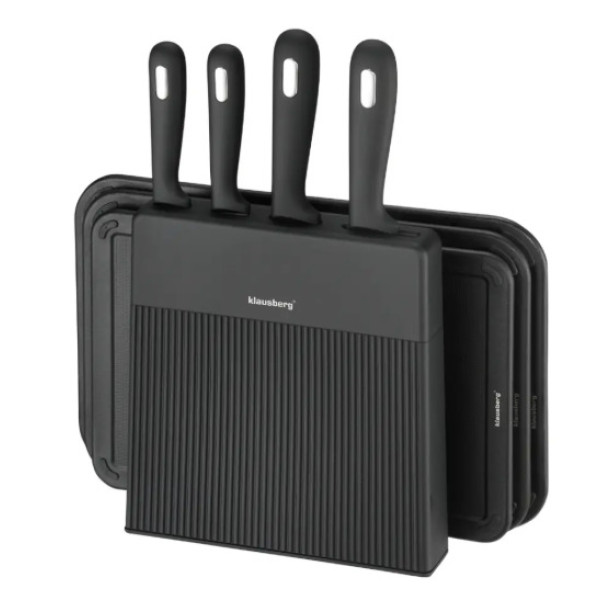 8-osaline nugade ja lõikelaudade komplekt koos organiseerijaga, must, roostevaba teras, klausberg, k