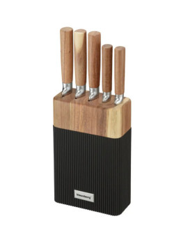 6-osaline noakomplekt akaatsiast alusplokiga, roostevaba teras, klausberg, kb 7981