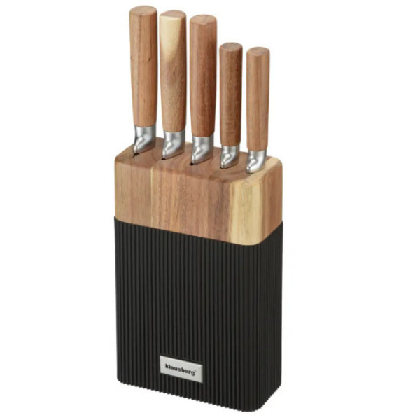 6-osaline noakomplekt akaatsiast alusplokiga, roostevaba teras, klausberg, kb 7981