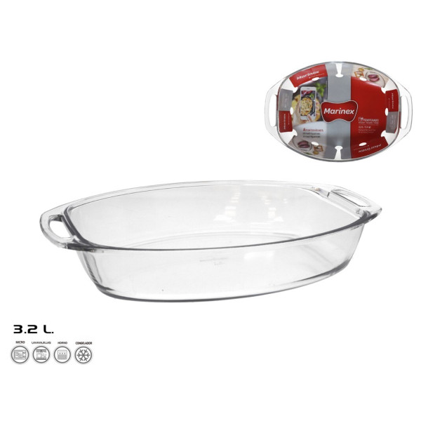 Ovaalne klaasist küpsetusvorm 36 x 24 x 7 cm, 3,2 l, marinex