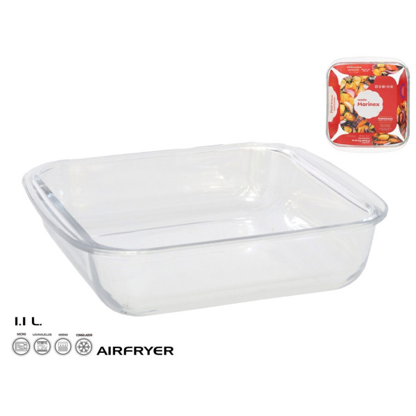 Ruudukujuline klaasist küpsetusvorm 20,5 x 18 x 5 cm, 1,1 l, marinex