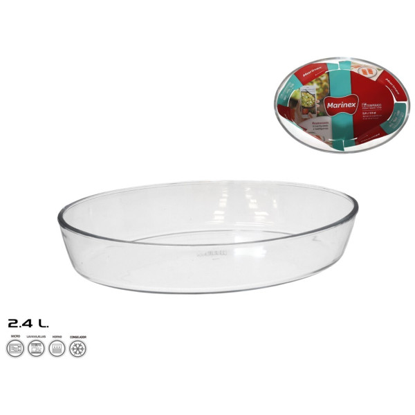 Ovaalne klaasist küpsetusvorm 30x21x6 cm 2,4 l, marinex