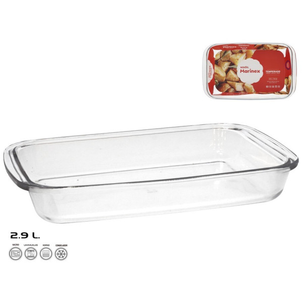 Klaasist ahjuvorm 39,5x24x5 cm 2,9 l, marinex