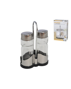 Klaasist soola- ja pipratopsid alusega, 12 × 4 × 8 cm, kitchen&go