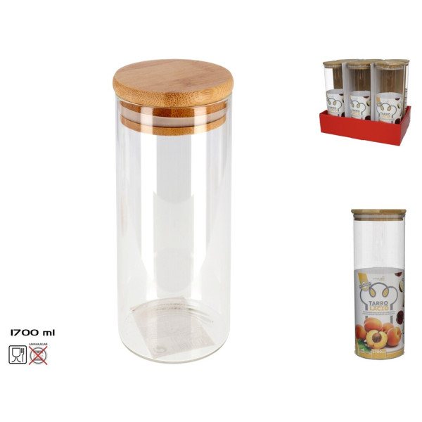 Borosilikaatklaasist purk 1700 ml, 28 × 10 × 10 cm, kitchen&go