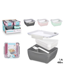 Lõunakarp sektsiooniga, 3 värvi, 450 ml + 1.4 l, 8.8×19.2×18.7 cm, 10479, leknes