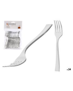 24 hõbedast plastikust dessertkahvli komplekt, 16×10×1.5 cm, 10671, kinvara