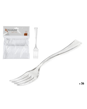 36 läbipaistva plastikust dessertkahvli komplekt, 16×12.8×1.5 cm, 10673, kinvara