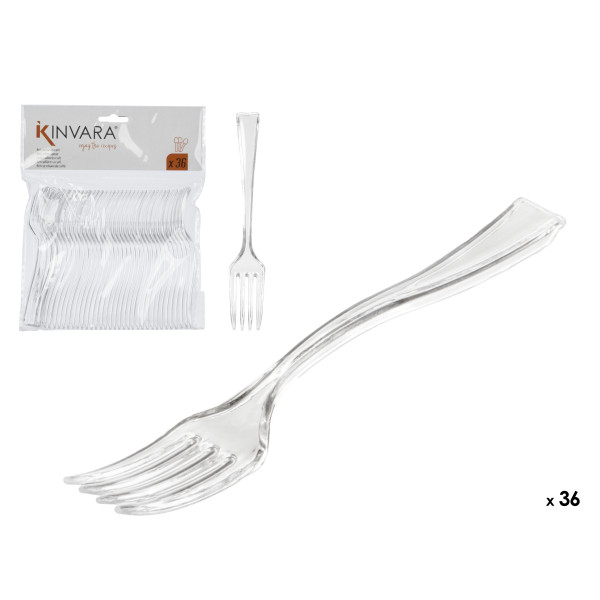 36 läbipaistva plastikust dessertkahvli komplekt, 16×12.8×1.5 cm, 10673, kinvara
