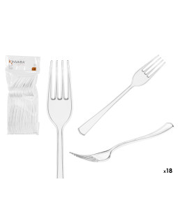 18 läbipaistva plastikust kahvli komplekt, 25×10.4×2.7 cm, 10676, kinvara