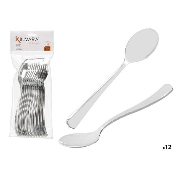 12 hõbedast plastiklusika komplekt, 24×9.5×3.5 cm, 10681, kinvara