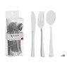 24 hõbedast plastikust söögiriistade komplekt, 24×8.2×5 cm, 10683, kinvara