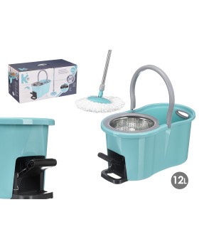 12-liitrine ämber pöörleva metallmopi ja jalgpedaaliga, 23x47x25,5 cm, 12301, kipit