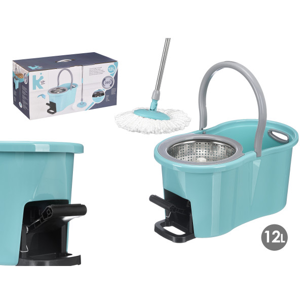 12-liitrine ämber pöörleva metallmopi ja jalgpedaaliga, 23x47x25,5 cm, 12301, kipit