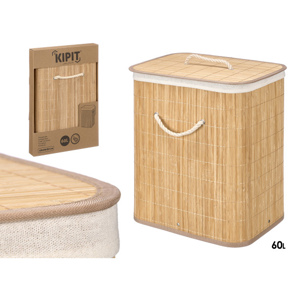 Ristkülikukujuline naturaalne bambuskorv, 60 l, 13070, kipit