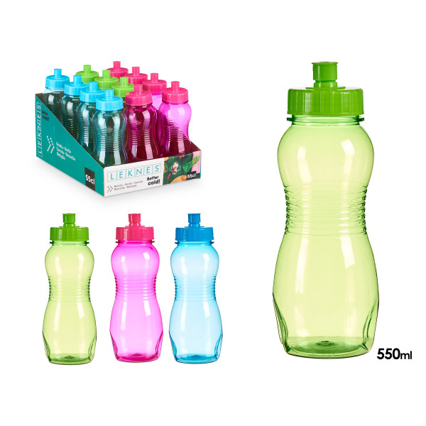 Veepudel, 550 ml, 3 värvi, 21×7.5×6.5 cm, 47311, leknes