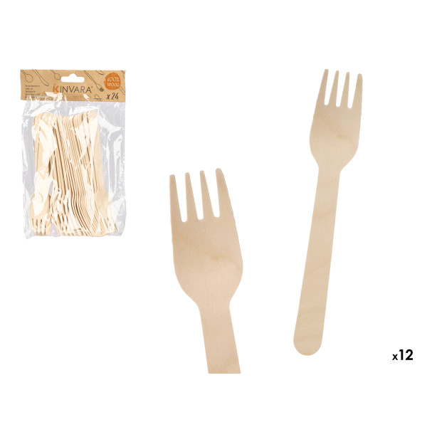 24 puidust kahvli komplekt, 23×14×3.3 cm, 93545, kinvara