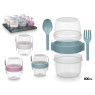 Plastikust konteiner söögiriistadega, 800 ml, 3 värvi, 13.8×12.5×10.2 cm, 94909, leknes
