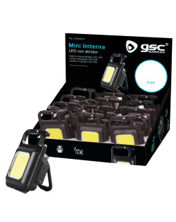 Laetav mini led-taskulamp karabiiniga, 350 lm – 12 tk esitluskarbis, 201825012