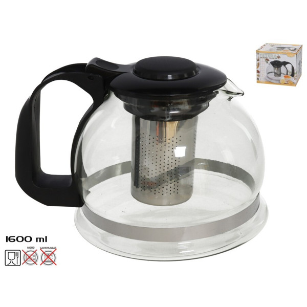 Klaasist teekann filtriga 1600 ml, 14,5 x 20 x 15,5 cm, kitchen&go