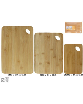 Lõikelaudade komplekt (3 tk) 22,5 x 14 x 0,8 / 30 x 21 x 0,8 / 35 x 24 x 0,8 cm, kitchen&go