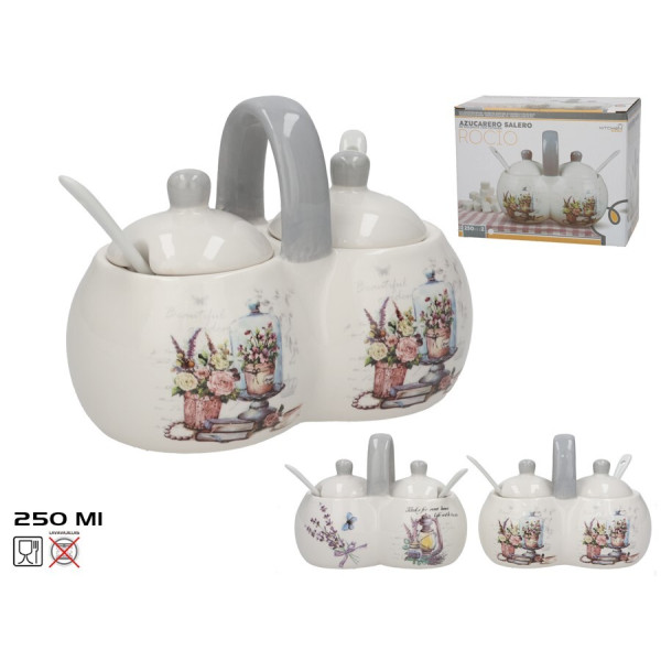 Suhkrutoos / soolatoos lusikaga, 250 ml, 2 disaini, 9.00 x 16.50 x 12.40, kitchen&go