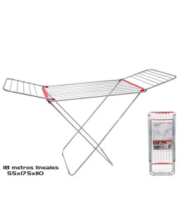 Alumiiniumist pesukuivatusrest 18 m terasjalgadega, 175 x 55 x 110 cm, gerimport