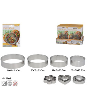 4-osaline serveerimisvormide komplekt, 3 disainiga kujundid, 2 x 8 x 8 cm, kitchen&go 4-osaline serveerimisvormide komplekt, 3 disainiga kujundid, 2 x 8 x 8 cm, kitchen&go