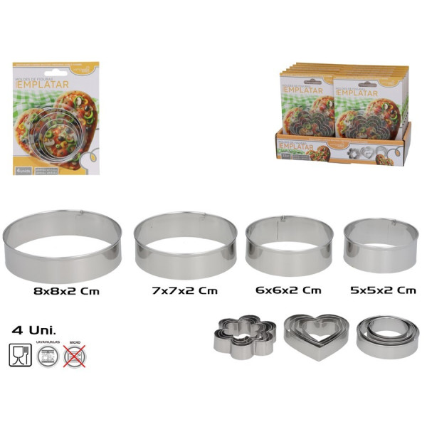 4-osaline serveerimisvormide komplekt, 3 disainiga kujundid, 2 x 8 x 8 cm, kitchen&go 4-osaline serveerimisvormide komplekt, 3 disainiga kujundid, 2 x 8 x 8 cm, kitchen&go