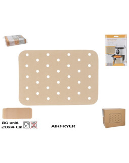 Ristkülikukujulised paberalused õhufritüürile (80 tk), 20 x 14 cm, kitchen&go