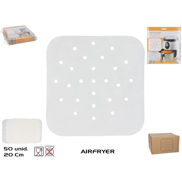 Kandilised paberalused õhufritüürile (50 tk), 20 x 20 cm, kitchen&go