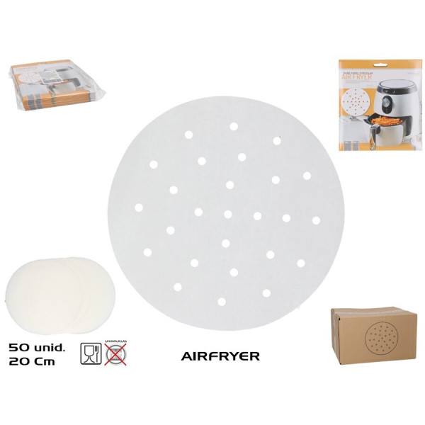 Ümmargused paberalused õhufritüürile (50 tk), 20 x 20 cm, kitchen&go