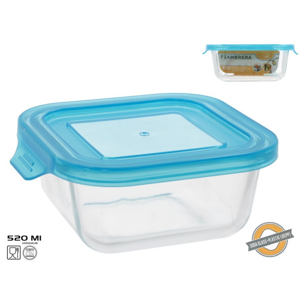 Kvadrātveida stikla pusdienu kārba 520 ml, 5,5 x 15 x 13,7 cm, kitchen&go