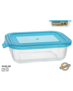 Ristkülikukujuline klaasist lõunakarp 1040 ml, 6 x 22 x 15,5 cm, kitchen&go