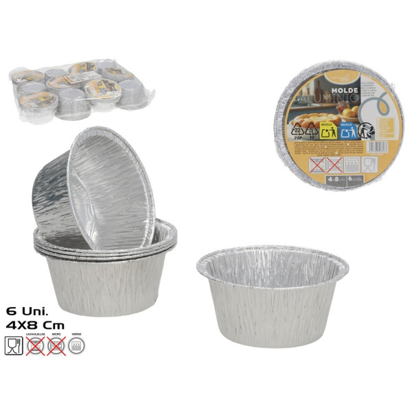 Alumiiniumist küpsetusvormid (6 tk), 3,5 x 8 x 8 cm, kitchen&go