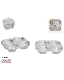 Alumiiniumist küpsetusvormid (4 tk), 3 x 15,5 x 15,5 cm, kitchen&go
