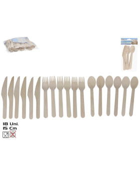 Söögiriistad (18 tk), puit, 16 x 3,2 cm, summer enjoy