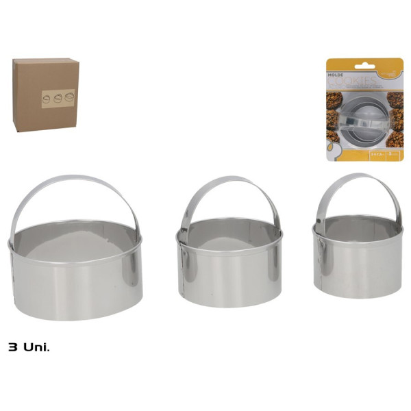 Küpsisevormid, 3 tk, 5–6–7,5 cm, teras, kitchen&go
